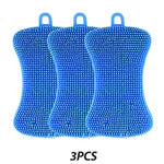 3 éponges en silicone bleu