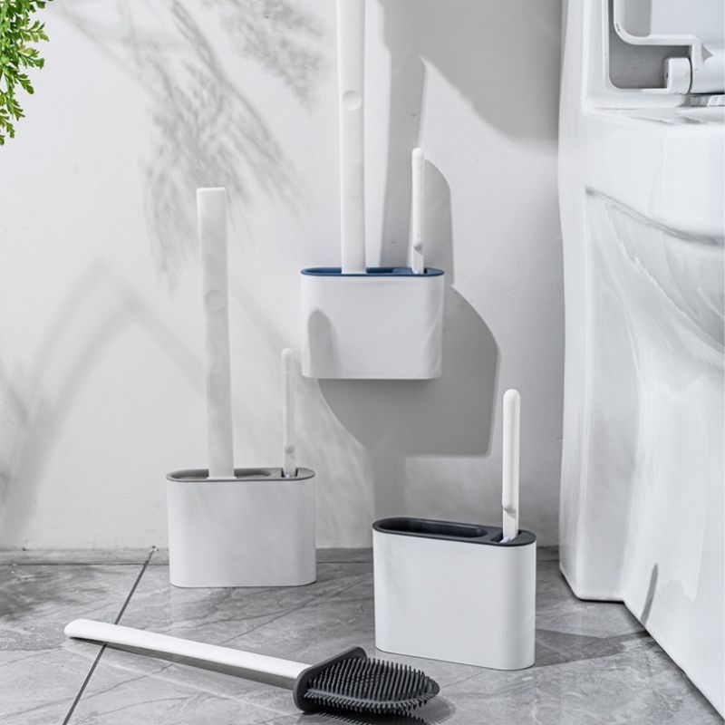Brosse de toilette avec brosse de toilette en Siliconen hygiénique flexible  à double