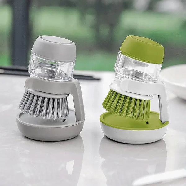Brosse pour vaisselle avec réservoir et support