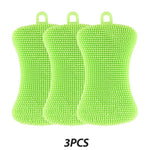 3 éponges en silicone vert