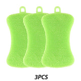 3 éponges en silicone vert