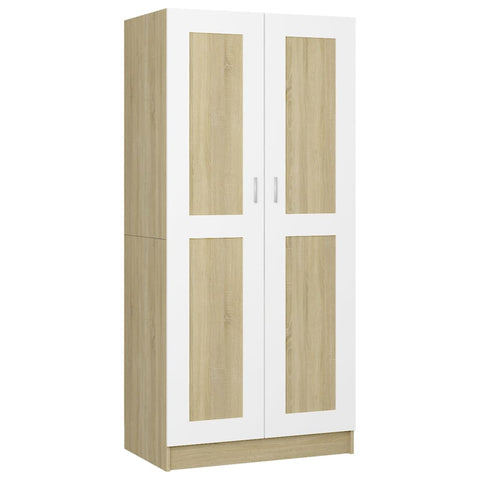 armoire a balai blanc et bois